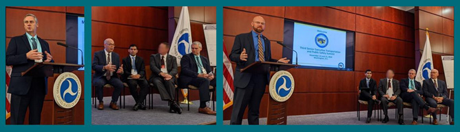 Figure 22 is a series of photos showing the panel for "Building Public Education and Outreach Momentum,” which includes David Harkey; Richard Patrick, Andrew Guevara, Allan Stanley, and David Harkey; Mike Reynard and panel members.