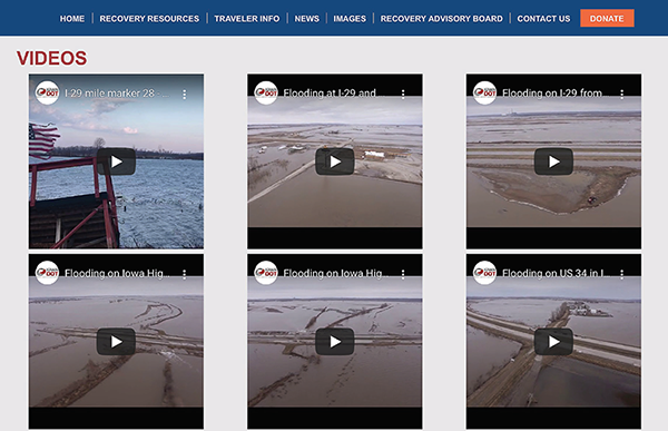 Figure 6. Screenshot of the "2019 Iowa Floods" video gallery.