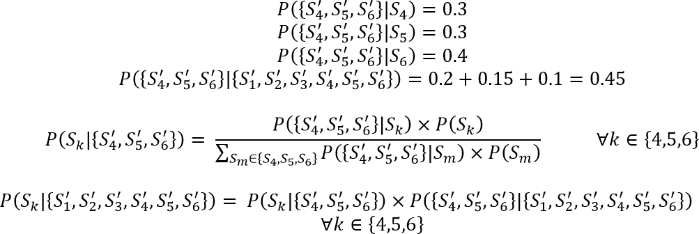 Equations describe the relationship between the prior and posterior stages of the scenarios.