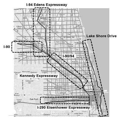 Map shows Chicago and testbed locations.