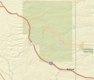 Map shows the real-world road segment location for the variable speed limit zone between Cheyenne and Laramie.