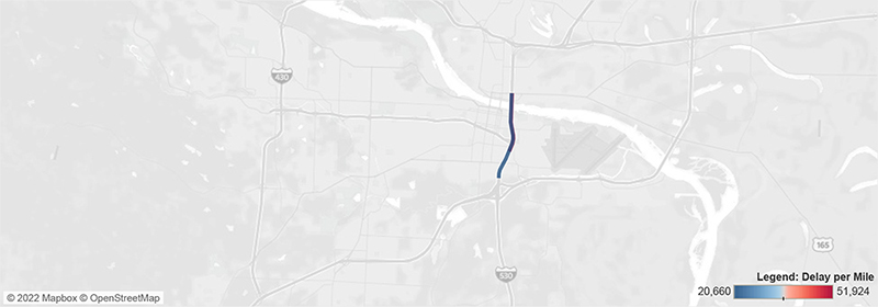 Map of I-30 in Little Rock at I-630.