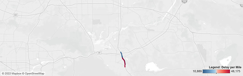 Map of I-15 in Riverside at SR-91.