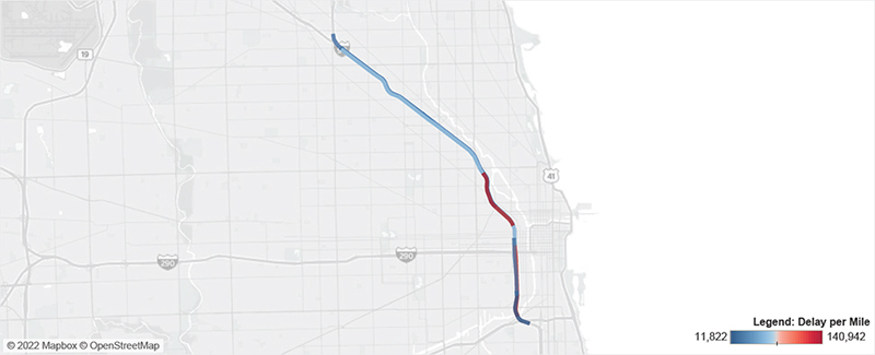 Map of I-90/I-94 in Chicago from I-94N to I-55.