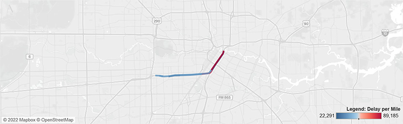 Map of I-69/US-59 in Houston from Buffalo Speedway to I-45.