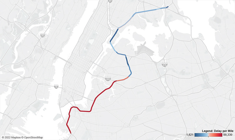 Map of I-278 in New York from I-95/I-678 to Grand Central Parkway and SR-27 Prospect Expressway to SR-29 Queens Boulevard.