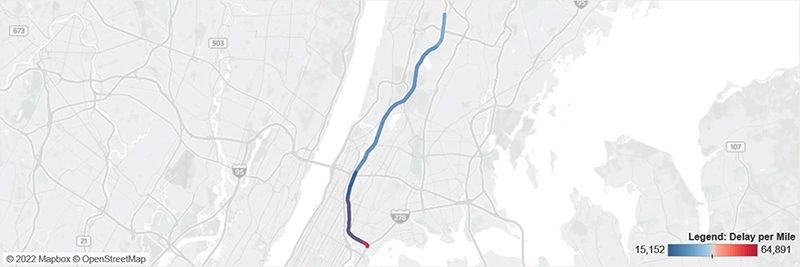 Map of I-75 in Philadelphia from University Avenue to US-1.