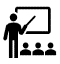 Icon of an instructor at a chalk board.