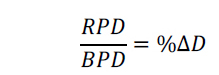 RPD over BPD, equals percent Delta D.