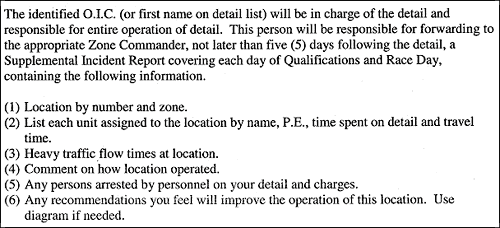 description of the Indiana State Police Debriefing Protocol for officers in charge of traffic control