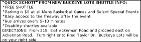 an advertisement with the heading "Quick Schott from new Buckeye lots shuttle info"