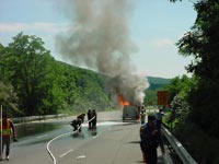 photo of fire fighters suppressing a fire