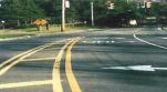 photo of yellow median markings on roadway