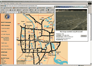 Screen capture of traveler information website showing map of Minneapolis/St. Paul