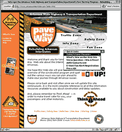 Screen capture of Arkansas State Highway and Transportation Department's Pave the Way website 