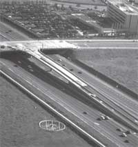 Photograph - Ariel view of a HOV-only entrance/exit ramp to a freeway.