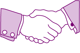 Drawing. Two hands embrace in a handshake.