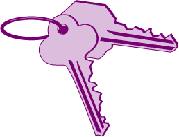 Drawing. Two keys on a key ring.