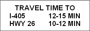 Image showing Figure 1 - Example of Travel Time Information Posted to ODOT DMS 