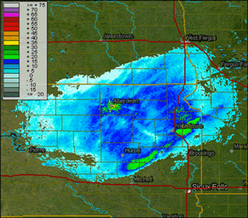 Figure 7.1 is a radar intensity image from Aberdeen, South Dakota from 15 March 2002.