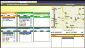 Figure: Screen shot of The Planner and Graph, the location is Kansas City. The user can specify any scale for a given location from a city level to a specific street location. The weather conditions, in this example, are temperature at or above 50 degrees F, wind speed at or below 10 miles per hour, humidity at or below 75 percent, and chance of precipitation at or above 75 percent.