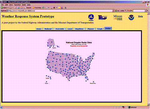 Figure 12 illustrates the Radar home page.