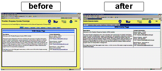 Figure 16 illustrates the overall presentation and navigation toolbar before and after the changes were made.