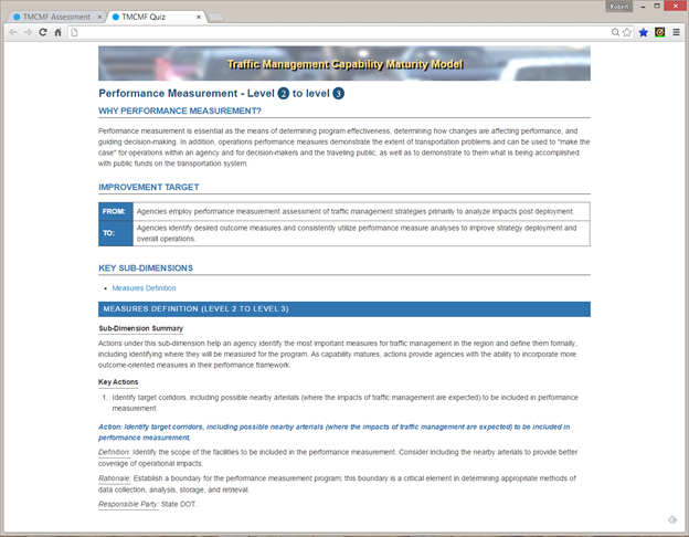 Figure 17. Example of “My Selected Actions” Formatted for Printing. Screenshot of a user's selected actions displayed in a print-ready format.