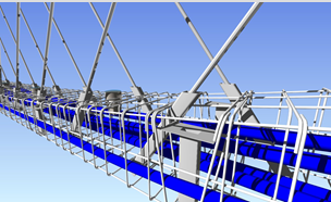 Complex precast bridge support structure.