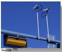 Cameras mounted above a signal head at an intersection. Source: TTI