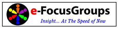 Logo for e-FocusGroups, a focus group service provider.