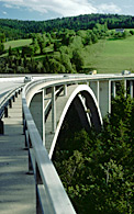 arch bridge with traffic
