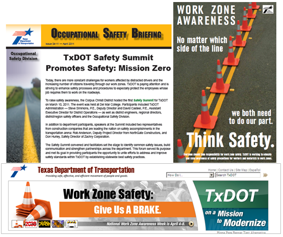 Work zone safety promotional materials.