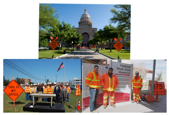 Collage of photos from work zone safety awareness events