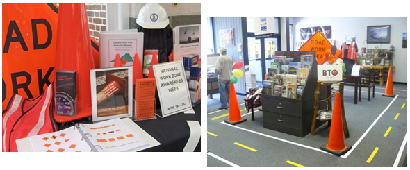 Work zone safety displays at rest areas and welcome centers.