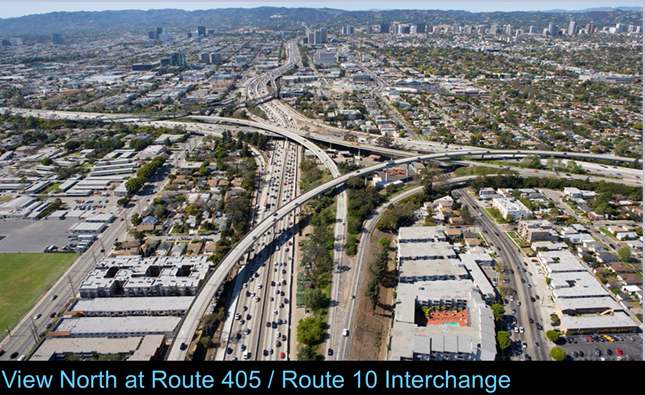 Aerial view of the Route 405/Route 10 interchange.