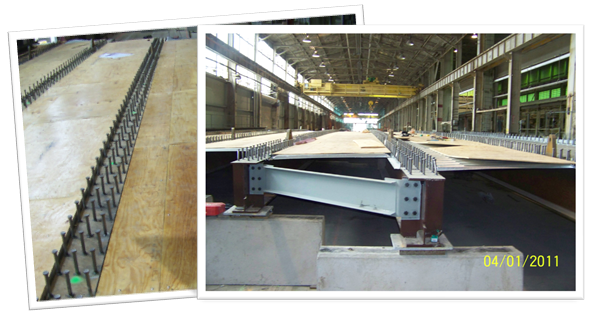 Two photos showing modular units being cast in the factory.