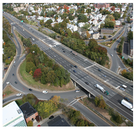 Aerial photo of an overpass.