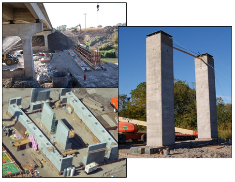 Photos of precast substructure components.