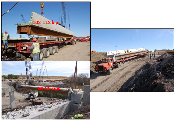 Photos of the superstructure module being transported and placed.