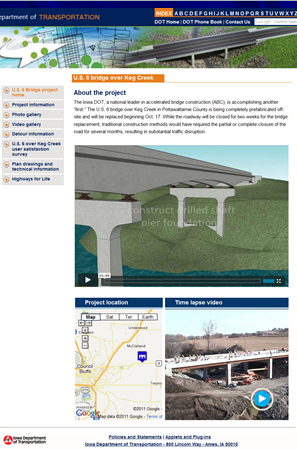 Screenshot of project web page.