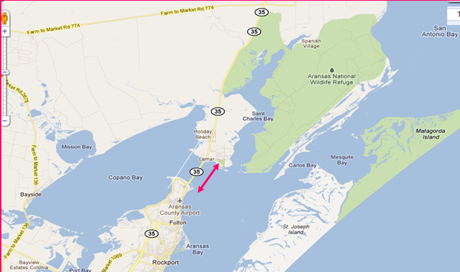 Google map of Copano Bay, Fulton/Lamar, Tx.