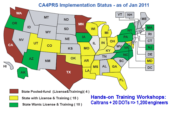 Map depicting CA4PRS nationwide implementation.