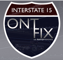 Logo for the 'Interstate 15 ONT FIX with Rapid Weekends' project.