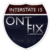 Interstate shield with the words I15 Ontario and 'OntFix'.