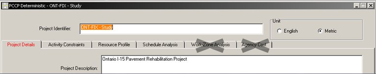 Screenshot of the PCCP Deterministic OntFix Study project details input screen.