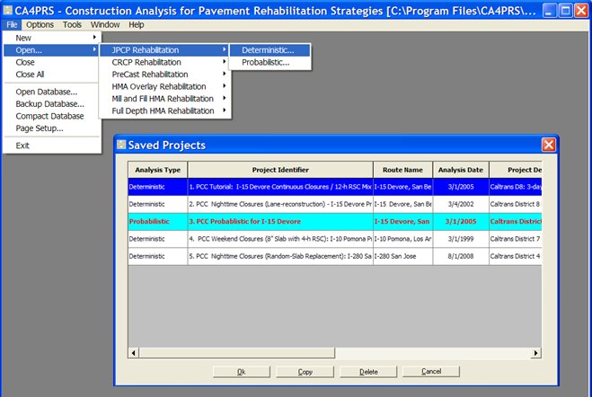Screenshot of CA4PRS process for opening a file.
