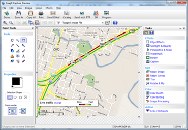 Screen capture of a Google Map with the traffic layer turned on.