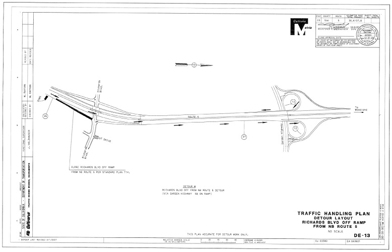 DE-13 Traffic Handling Plan, Detour Layout, Richards Blvd. Off Ramp From NB Route 5