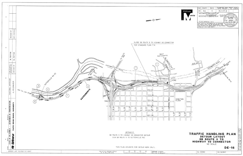DE-16 Traffic Handling Plan, Detour Layout, SB Route 5 to Highway 50 Connector